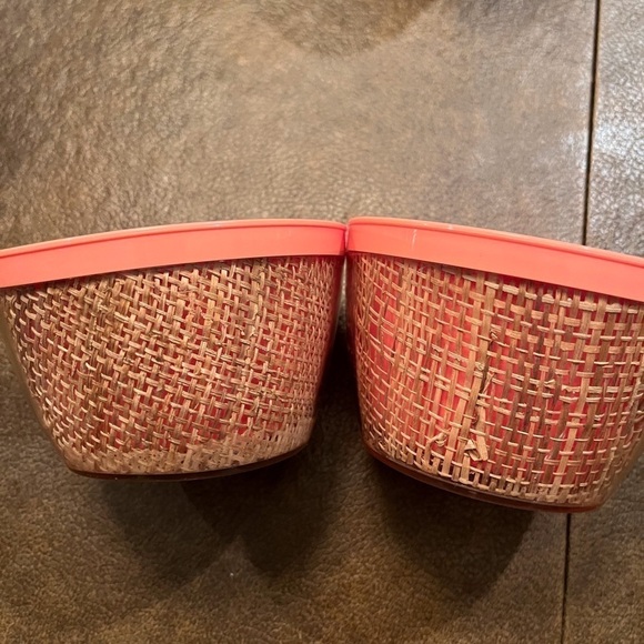 Set of Vintage MCM Raffia Ware 1950s in Coral Pink - Picture 7 of 13